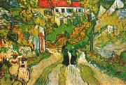 Vincent Van Gogh Village Street and Steps in Auvers with Figures oil painting picture wholesale